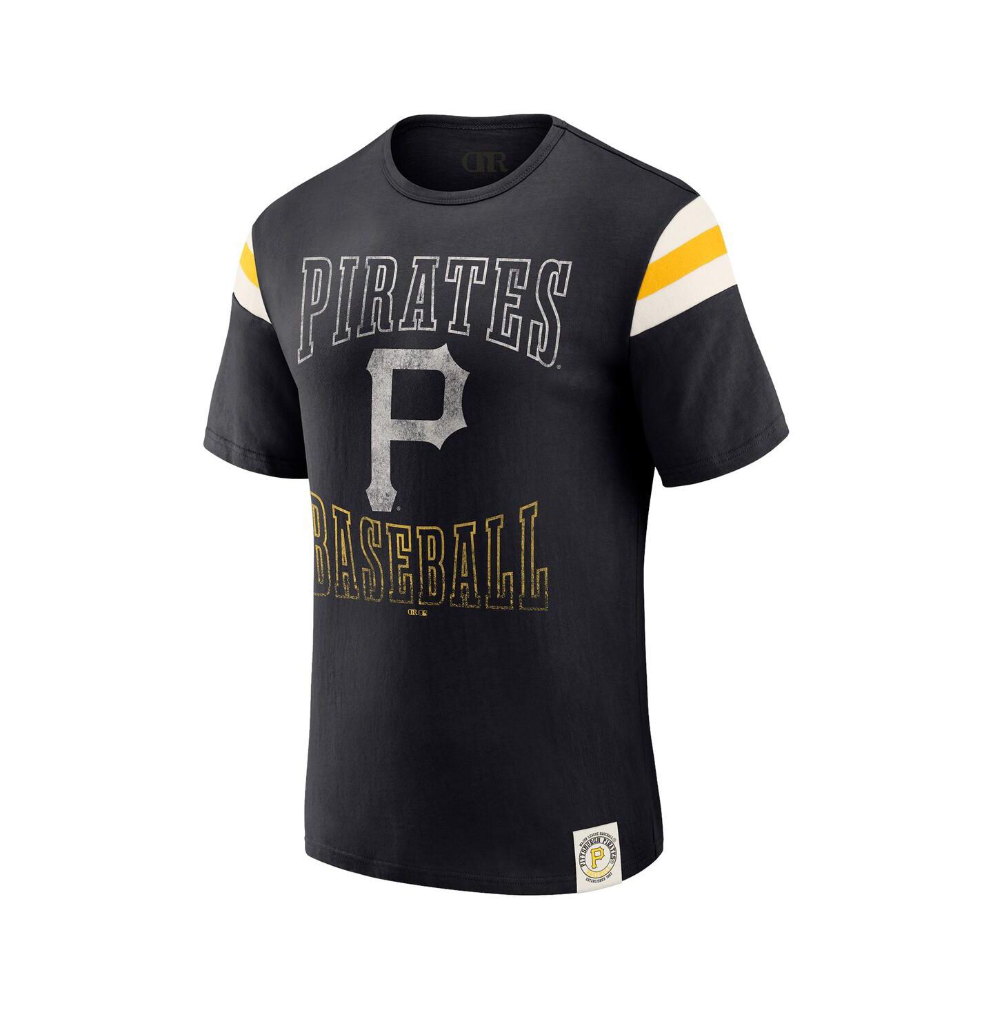Мужская футболка Fanatics Darius Rucker Collection By Black Pittsburgh Pirates Distressed Sleeve Stripe — фото 2