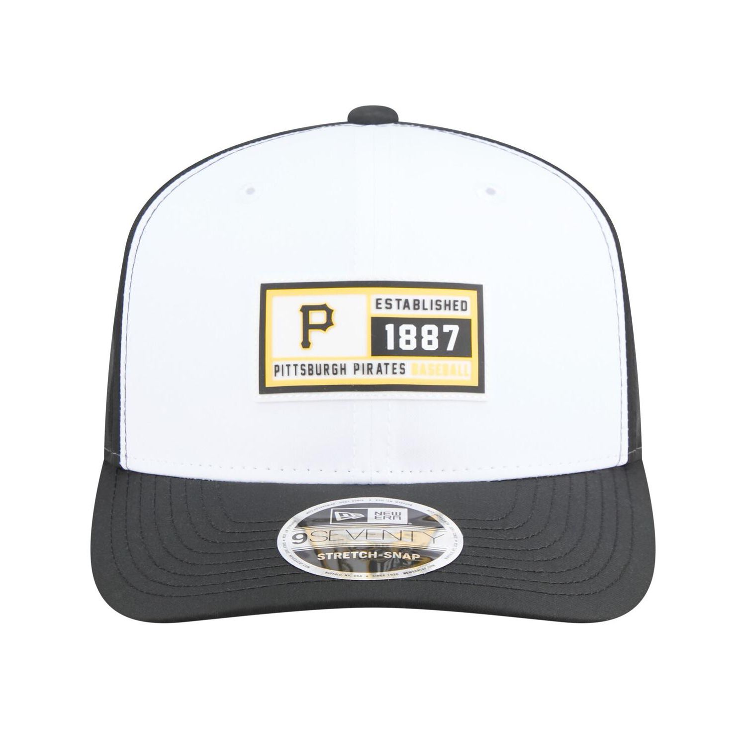 Men's White/Black Pittsburgh Pirates Established Patch 9SEVENTY Adjustable Hat