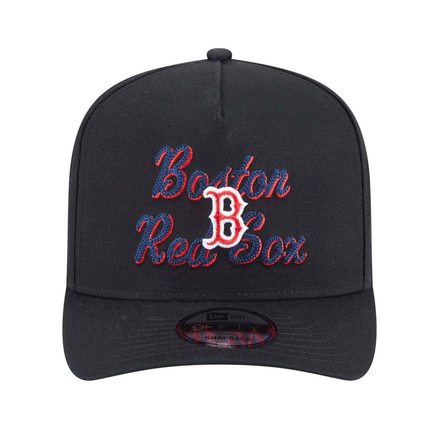 Men's Black Boston Red Sox Chainstitch 9FIFTY A-Frame Snapback Hat