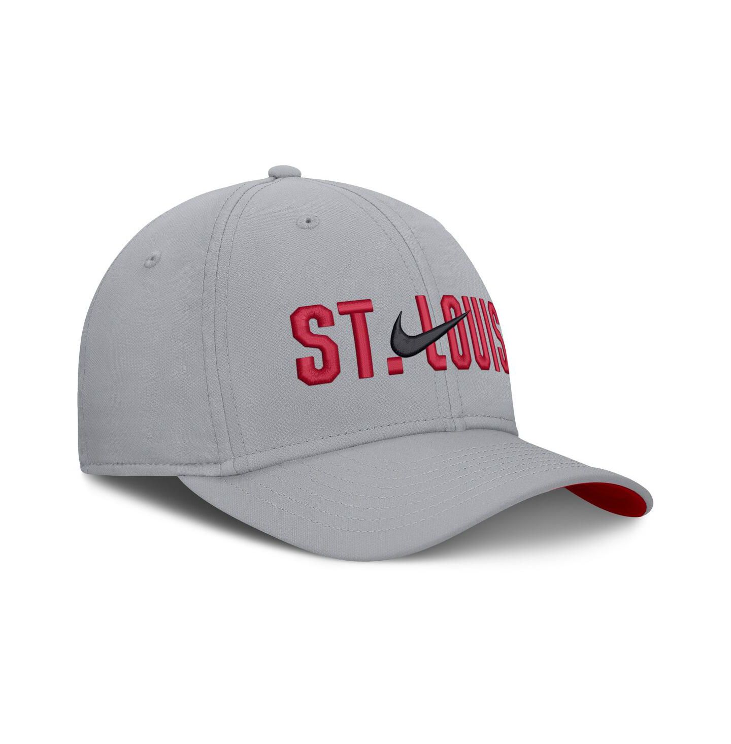 Мужская кепка Nike Gray St. Louis Cardinals Primetime Dri-FIT Rise Bozz Flex Hat — фото 3