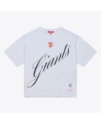 Women's Heather Gray San Francisco Giants Script Cropped Boxy T-Shirt
