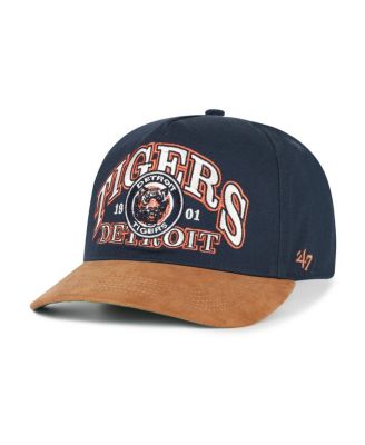 Men's Navy/Brown Detroit Tigers Cooperstown Break Wood Suede Hitch Adjustable Hat