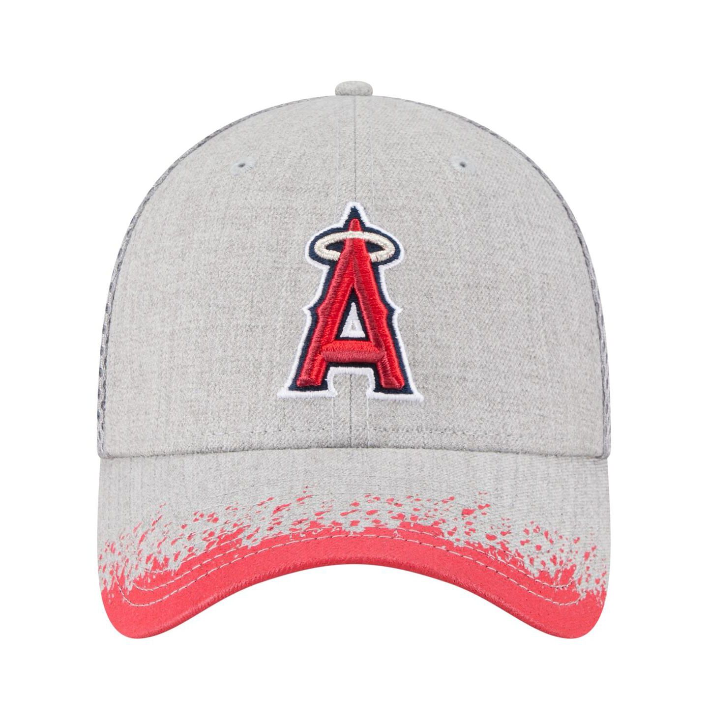 Мужские козырьки New Era Gray Los Angeles Angels Paint Splatter 39THIRTY Flex Hat — фото 2