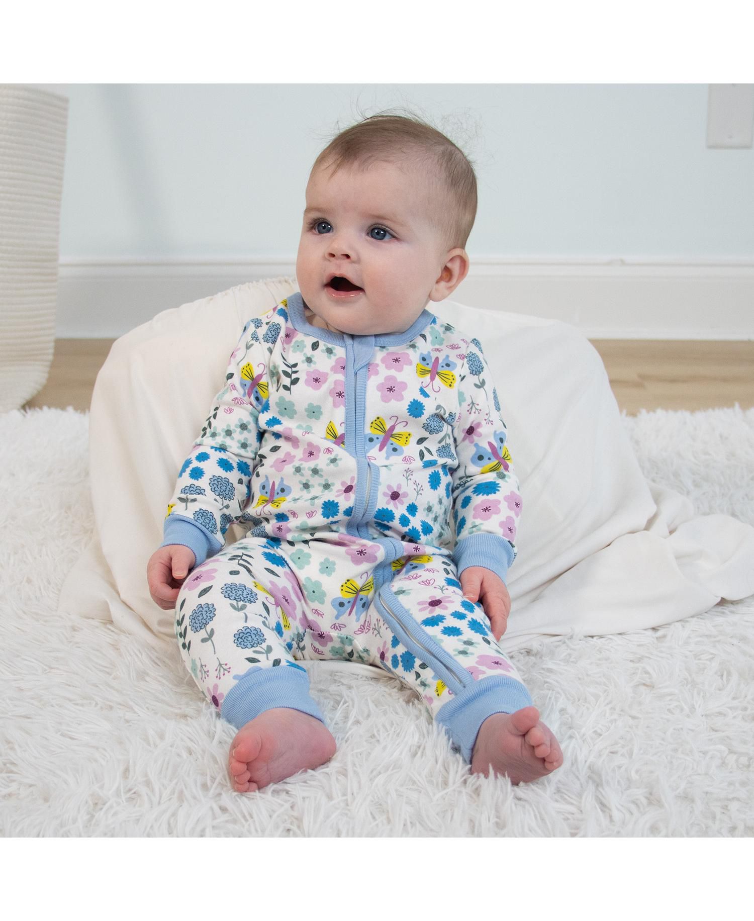 Baby Girls Blissful Florals Cotton Footless Pajamas for Girls, 2 Pack