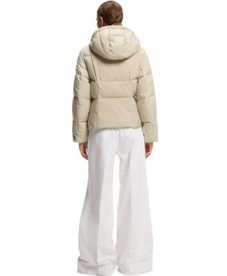 BOSS by Women's Hooded Piped Detail Padded Jacket