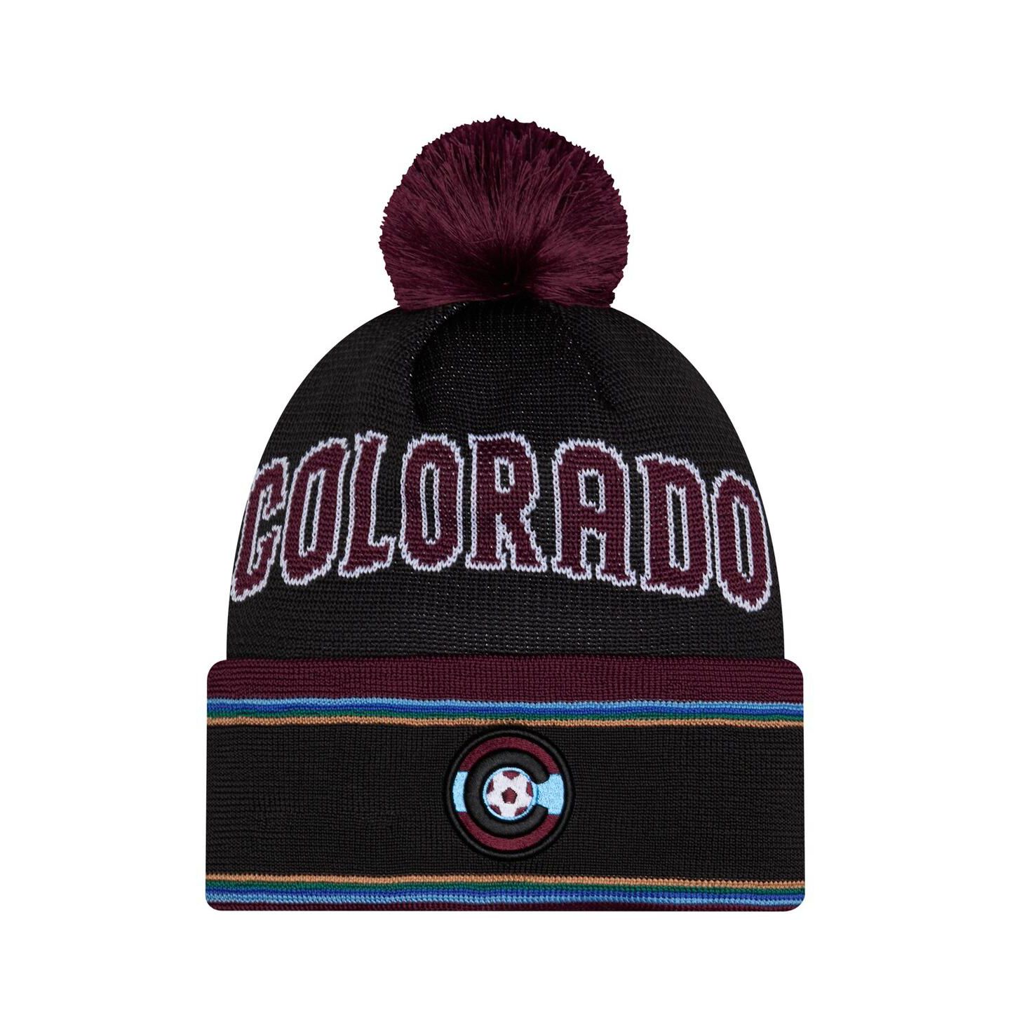 Мужские головные уборы New Era Black Colorado Rapids 2026 Jersey Hook Cuffed Knit Hat with Pom — фото 1