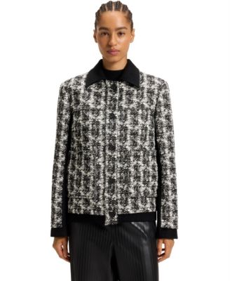 BOSS by Women's Patterned Feather Tweed Regular-Fit Jacket