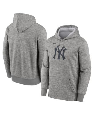 Men's Heather Gray New York Yankees Primary Logo Therma Hoodie