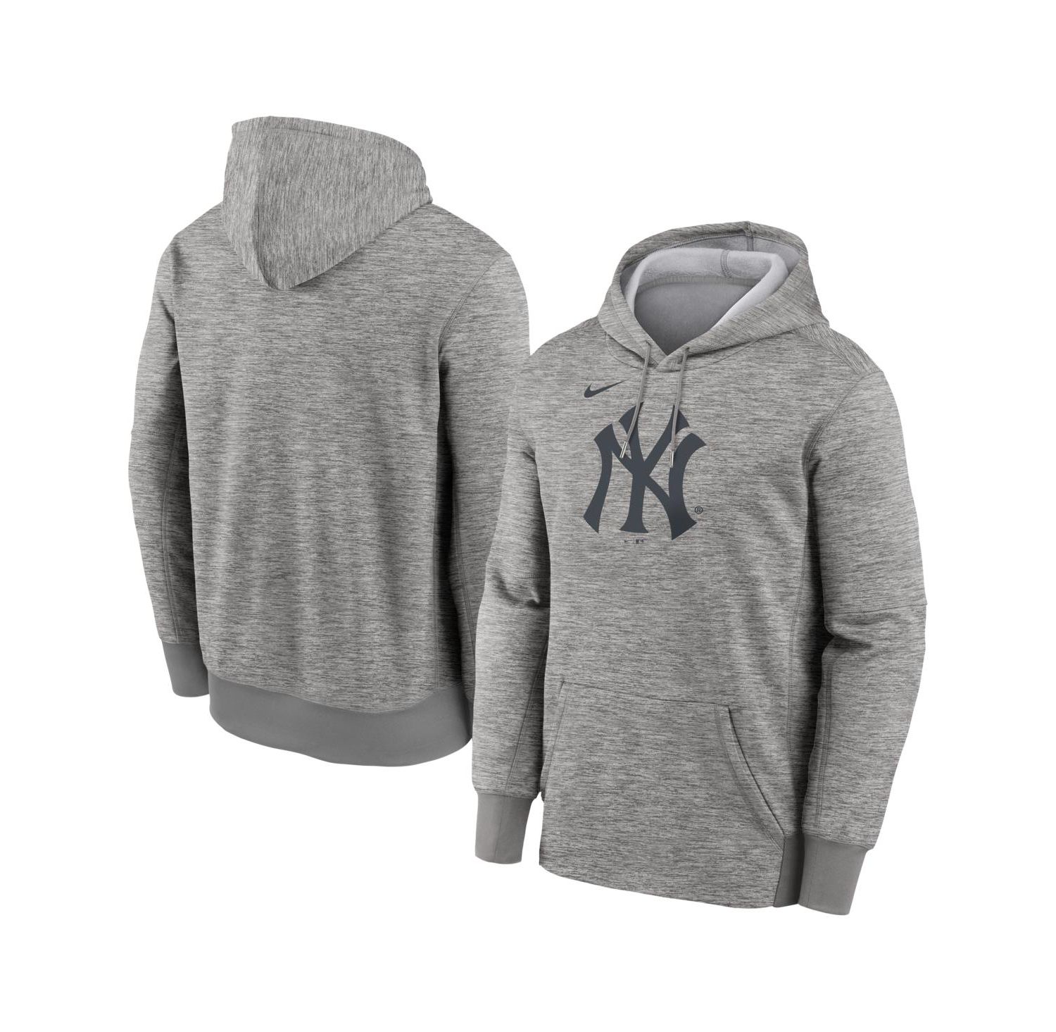 Men's Heather Gray New York Yankees Primary Logo Therma Hoodie