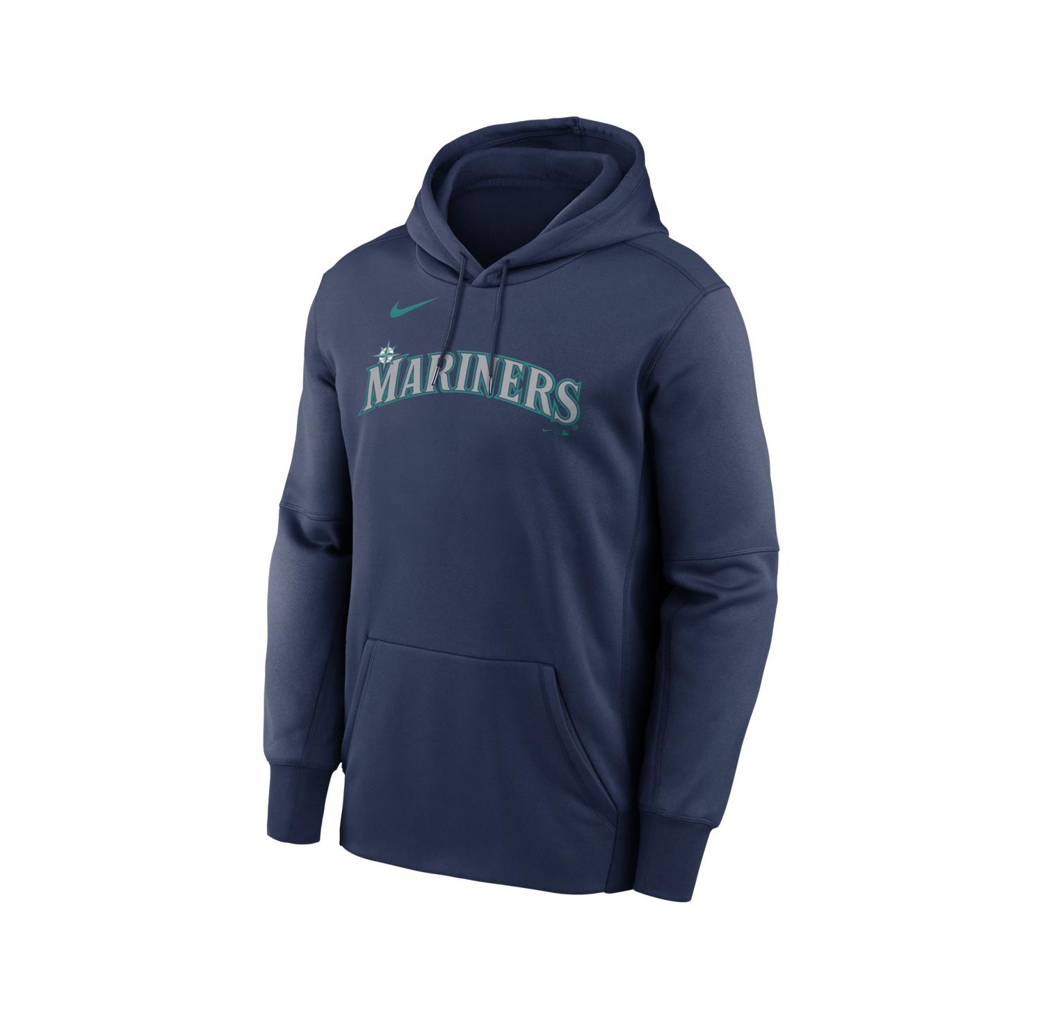 Men's Navy Seattle Mariners Primary Wordmark Therma Hoodie