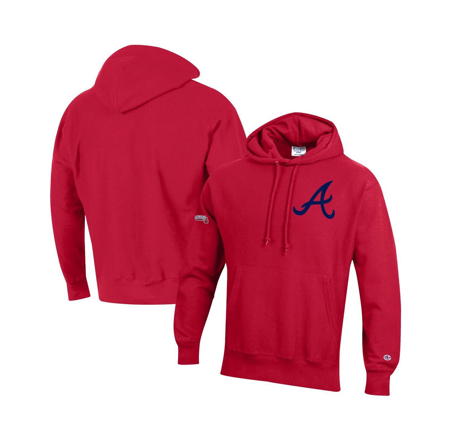 Men's Scarlet Atlanta Braves Reverse Weave Chenille Hoodie