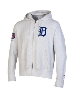 Men's Gray Detroit Tigers Reverse Weave Chenille Full-Zip Hoodie