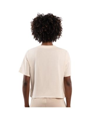 Women's Cream Colorado Avalanche Rhinestone Sprinkle Boxy Cropped T-Shirt