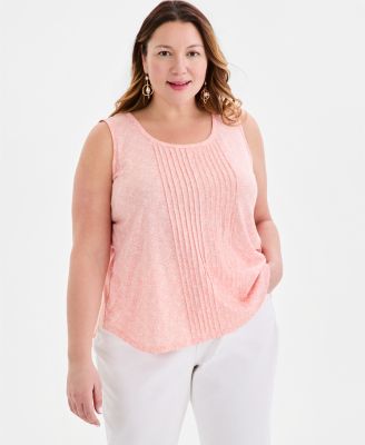 Plus Size Pintucked Sleeveless Tank