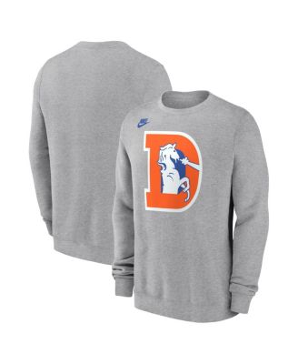 Men's Heather Gray Denver Broncos D Horse Logo Club Sweatshirt