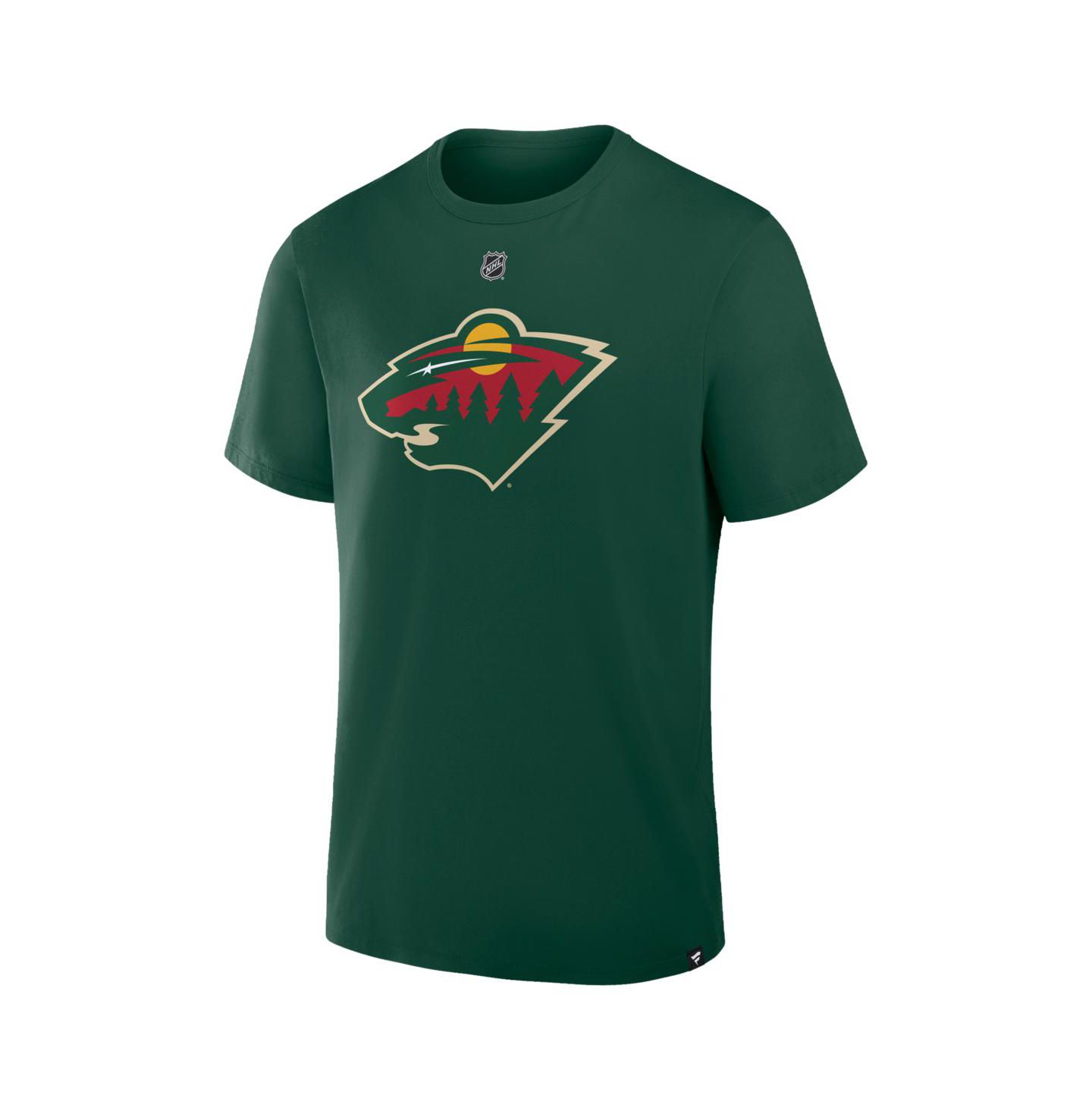 Мужская футболка Fanatics Quinn Hughes Green Minnesota Wild Authentic Stack Name & Number — фото 2