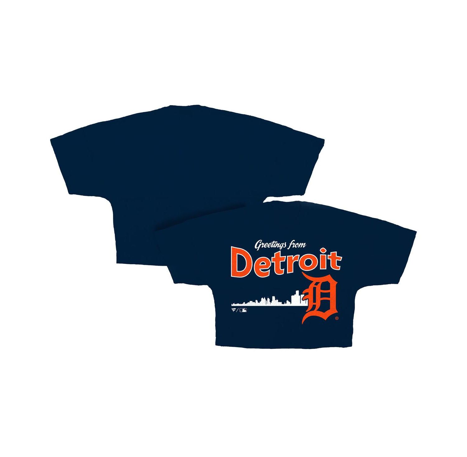 Women's Navy Detroit Tigers Skyline Crop T-Shirt