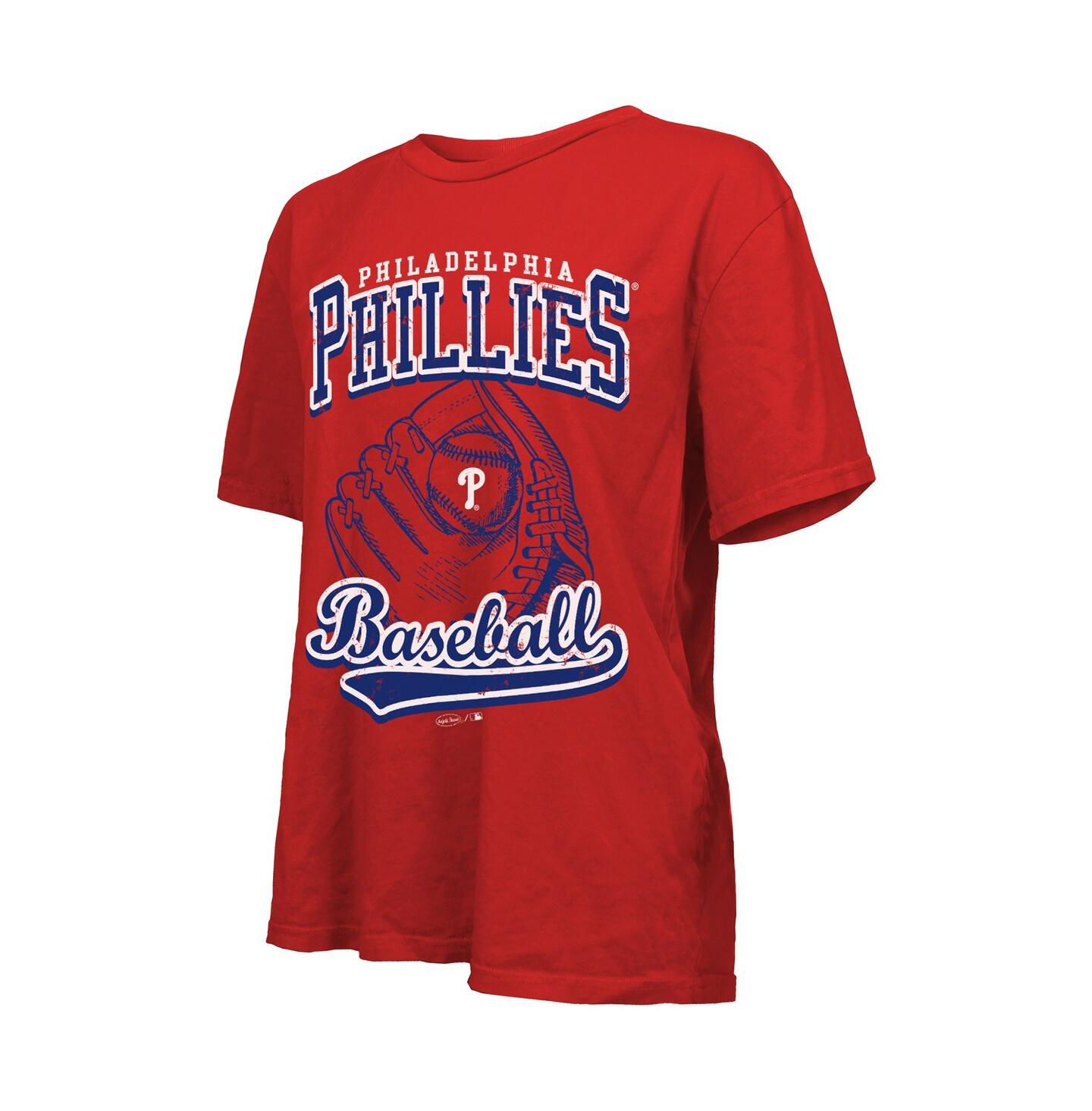 Женская футболка Majestic Threads Red Philadelphia Phillies Oversized First Base — фото 2