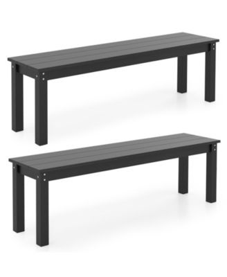 2PCS 55'' HDPE Outdoor Bench Weatherproof Backless Patio Garden Bench
