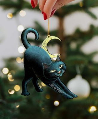 Black Cat Holiday Ornaments, Set of 2