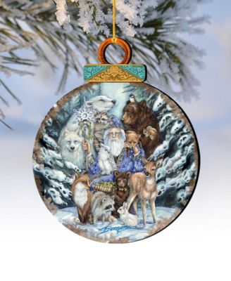 Gather In Peace Father Winter Animals Holiday Ornaments, Set of 2