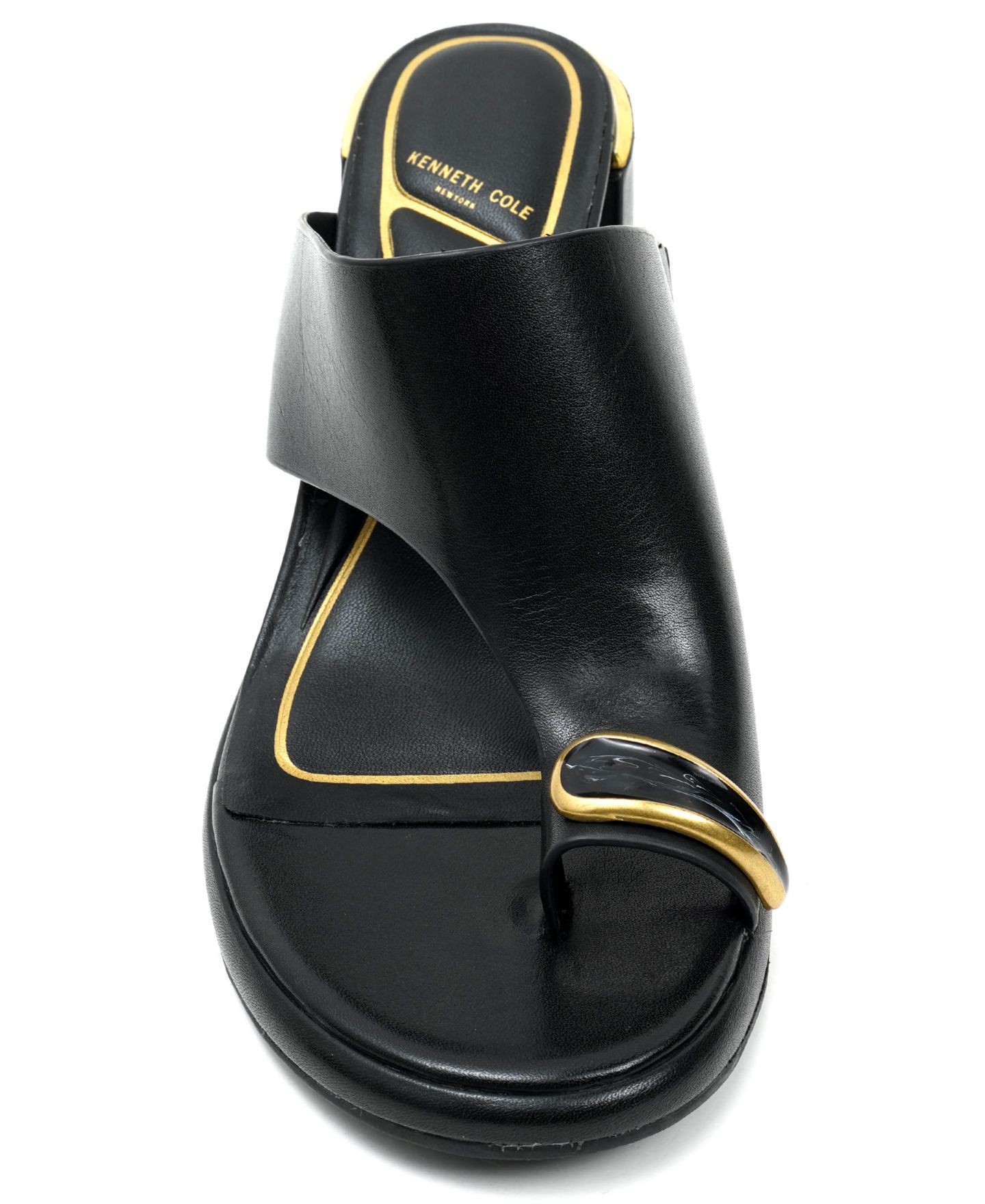 Женские сандалии Kenneth Cole New York Syndika Block Heel Dress Sandals, цвет: Чёрный кожаный — фото 7