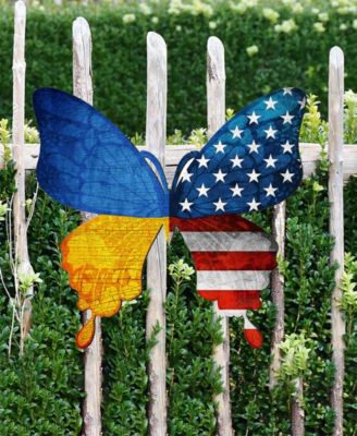 USA Ukraine Patriotic Butterfly Holiday Outdoor Decor Large Ornament