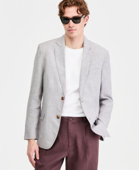 Мужской пиджак Club Room 100% Linen Blazer, цвет: Серый сланцевый