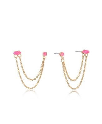 Double Piercing Chain Dangle Earrings