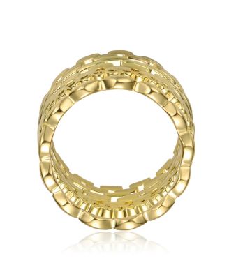 Chic 14K Gold Plated Round CZ Geometric Stacking Ring
