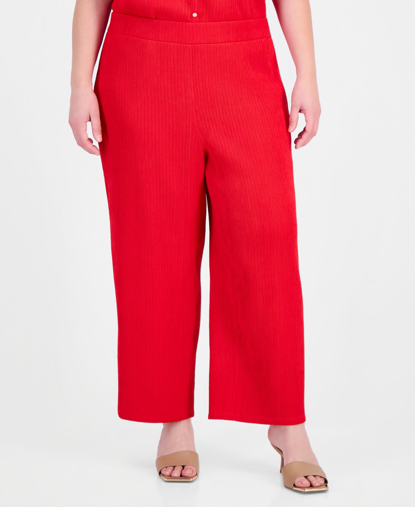 Женские широкие брюки Anne Klein без застёжки, больших размеров, цвет: Красный — фото 3
