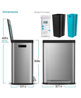 19 Gallon Stainless Steel Dual Trash and Recycling Can with CleanAura Odor Control and Soft Close Lid