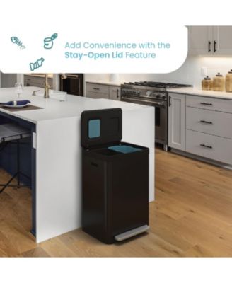 19 Gallon Stainless Steel Dual Trash and Recycling Can with CleanAura Odor Control and Soft Close Lid