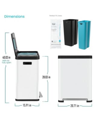 19 Gallon Stainless Steel Dual Trash and Recycling Can with CleanAura Odor Control and Soft Close Lid