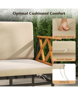 Set Of 4 Outdoor Sectional Sofa L-Shaped Metal Conversation Set w/ Cushions