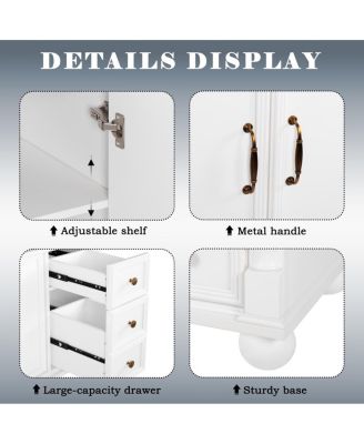 36"  Bathroom Vanity with Sink, Medieval Modern Solid Wood Roman Base, Flip Drawer Adjustable Storage, Easy Clean-Sillysis