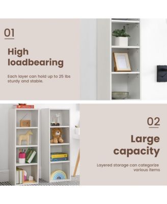 8-Tier Tall Narrow Bookshelf, Slim Storage Cabinet & Display Bookcase with Adjustable Shelves for Living Room, Office