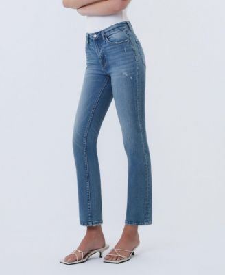 Women's Mid Rise Ankle Slim Straight Jeans