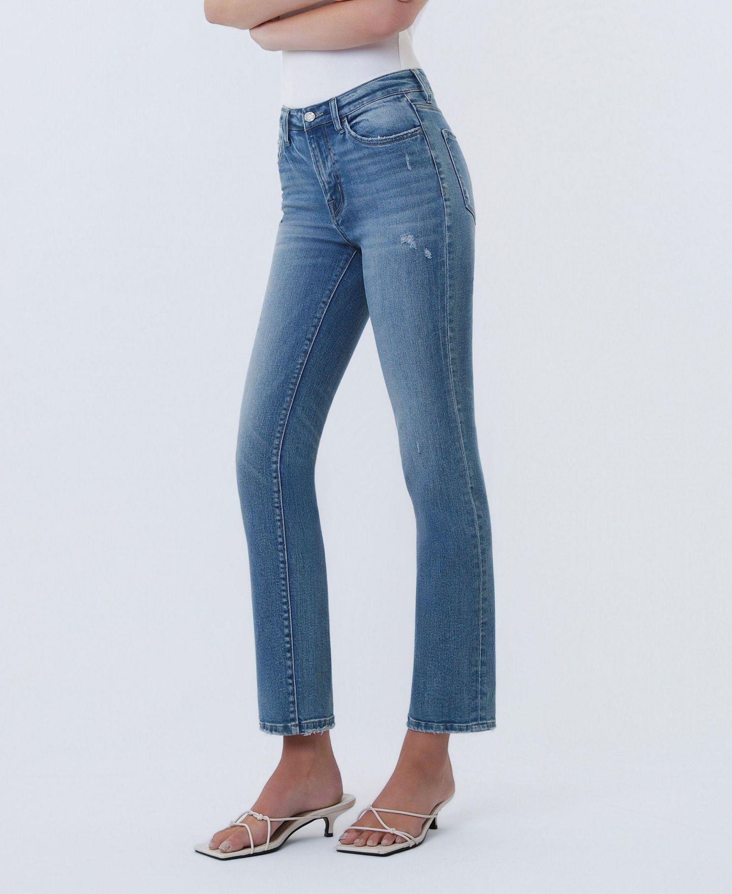 Женские джинсы Vervet Mid Rise Ankle Slim Straight, цвет: Чистый синий — фото 4