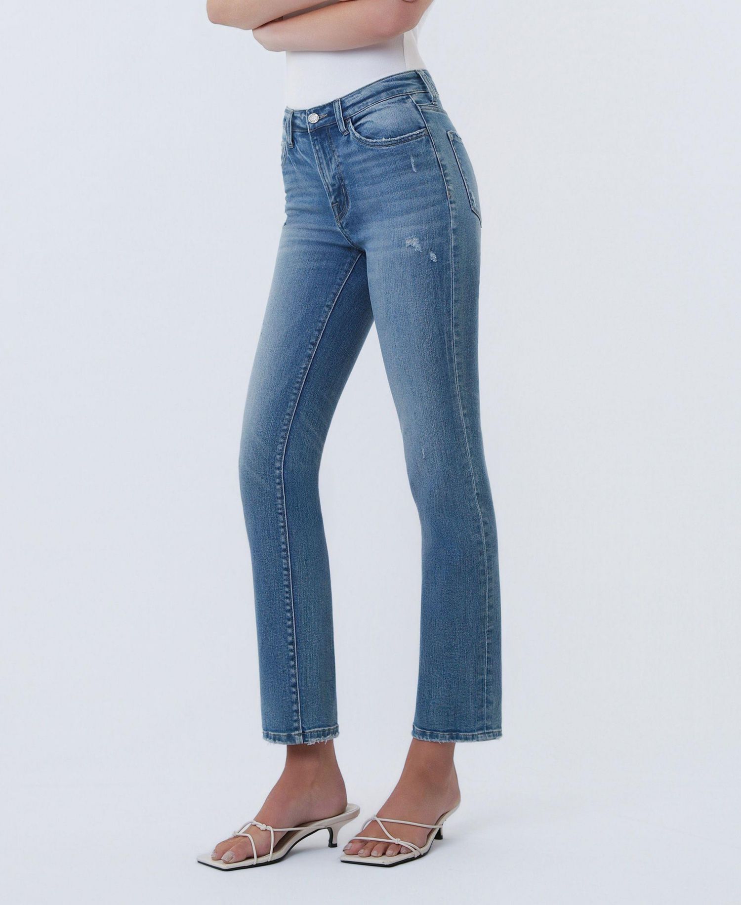 Women's Mid Rise Ankle Slim Straight Jeans
