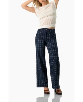 Women's Wide Leg Burned-Out Jeans