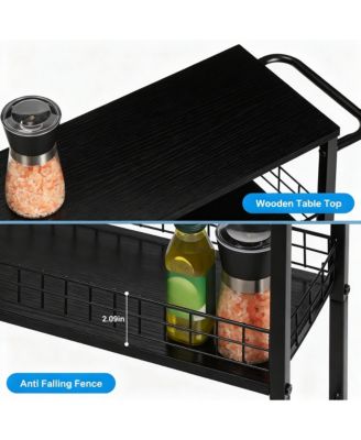 4-Tier Slim Storage Cart with Wood for Narrow Spaces - Multi-Purpose Use