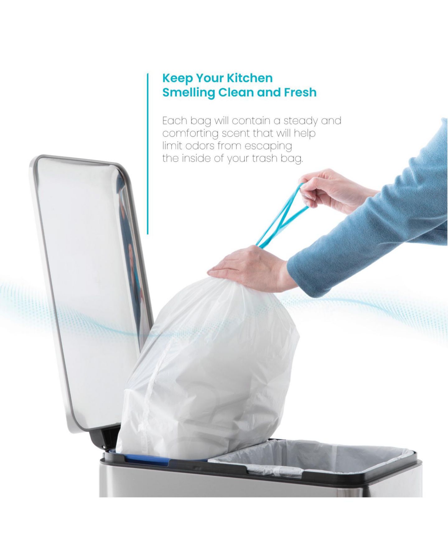 Женские сумки Home Zone Living Code 20R Drawstring Kitchen Trash Bags Custom Fit for 5 Gallon Recycling Bins, 60-Count, цвет: Белый — фото 7