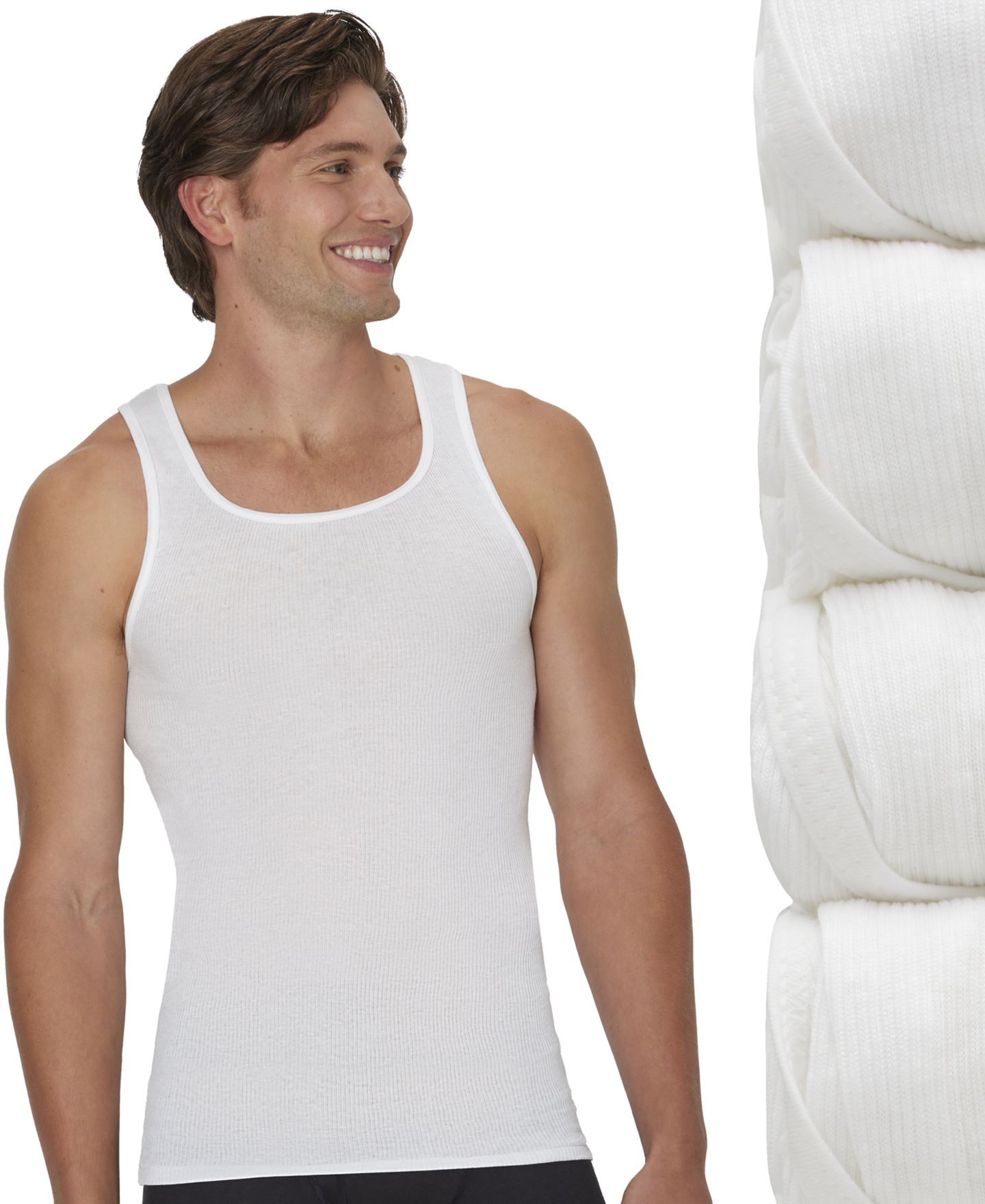 Мужские топы Hanes Ultimate Crewneck Tank Undershirt, 4-Pack, цвет: Разноцветный — фото 3