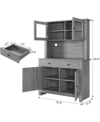 Kitchen Pantry Cabinet with Microwave Stand and Coffee Bar 4 Doors