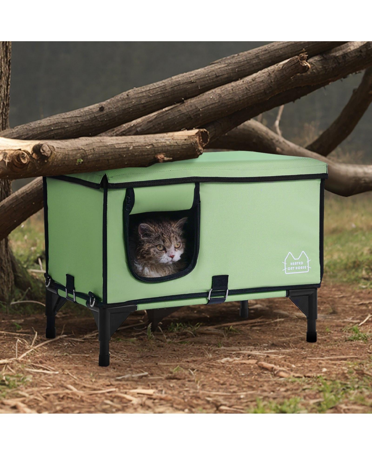 Cozito Heated Elevated Cat House with Adjustable Temperature and Timer