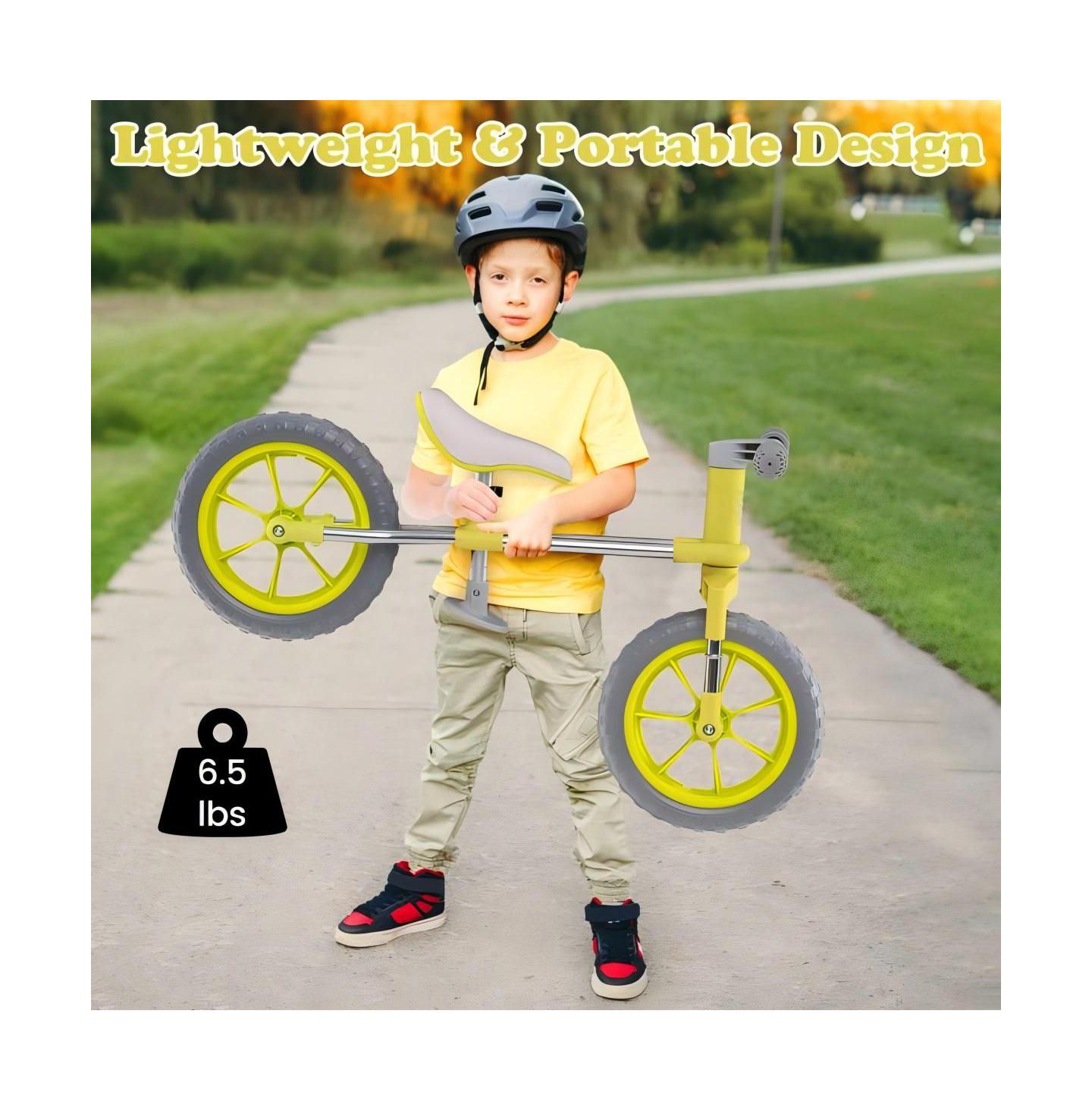 Детская игрушка HONGGE 12 Inch Adjustable Seat and Rotatable Handlebar Balance Bike, Ages 2-5, цвет: Зелёный — фото 6