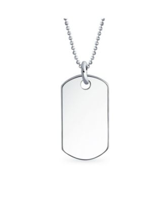 Plain Blank Army Style Dog Tag Pendant Necklace