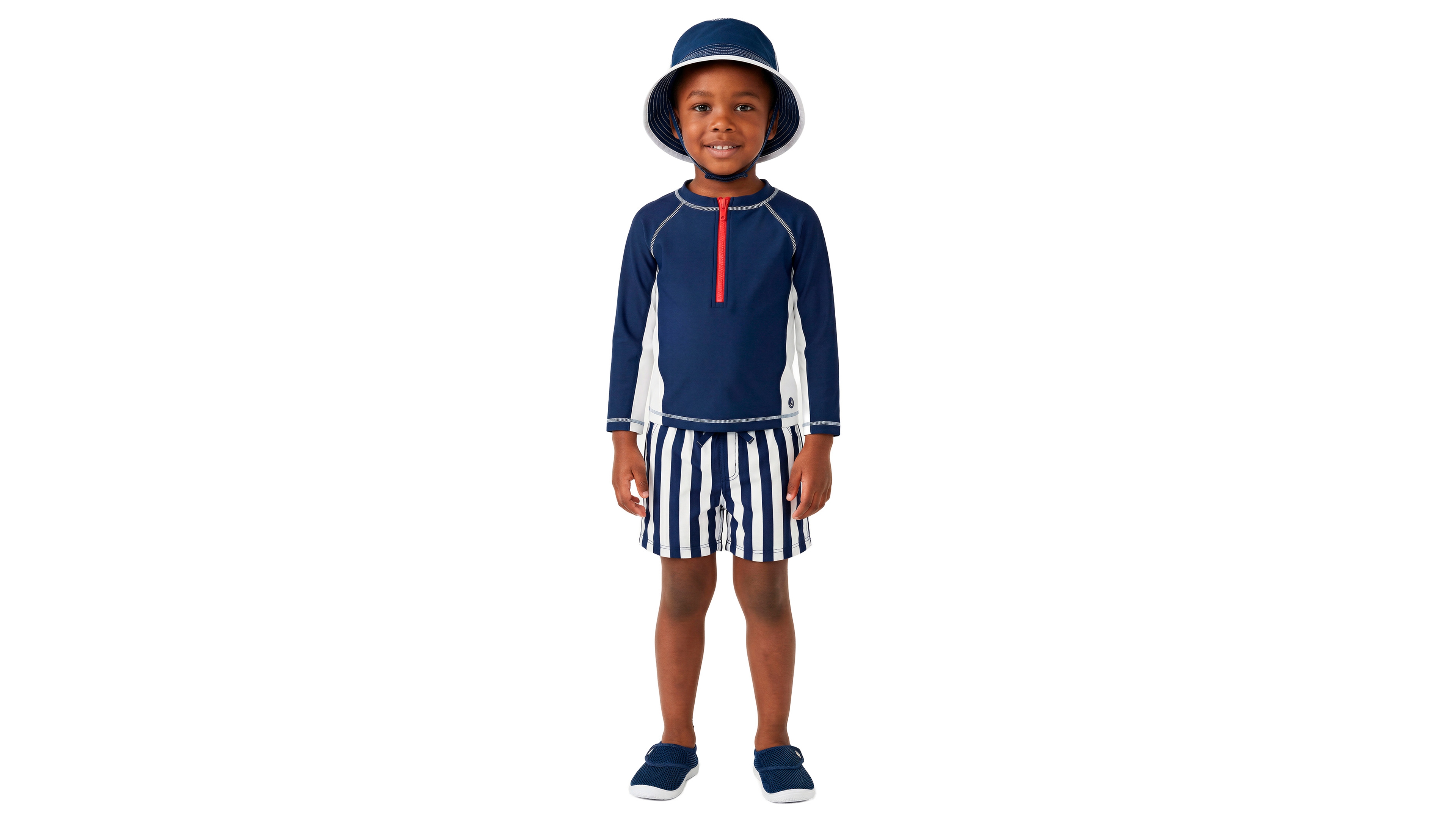 Sperry Baby Boys' Long-Sleeve Rashguard, Swim Trunks and Sun Hat, 3-Piece Set