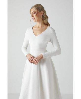 Women's V Neck Full Skirt Midi Dresses